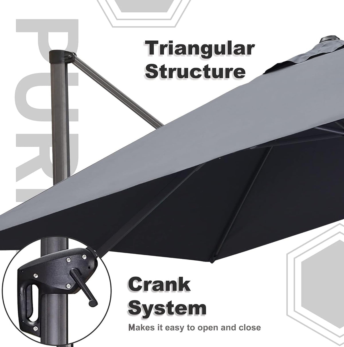 PURPLE LEAF 9 Feet Square Patio Cantilever Umbrella, Light Grey