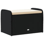 vidaXL Outdoor Poly Rattan Storage Bench With Cushion, Black, 45.3 x 20.1 x 20.5 in