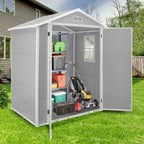 Seizeen Resin Outdoor Storage Shed With Floor, Light Gray, 82 in H
