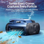 Cordless Robotic Pool Vacuum Cleaner With Track Drive, Sonar Navigation, 180W Brushless Motor, 150-Min Runtime, Dark Blue