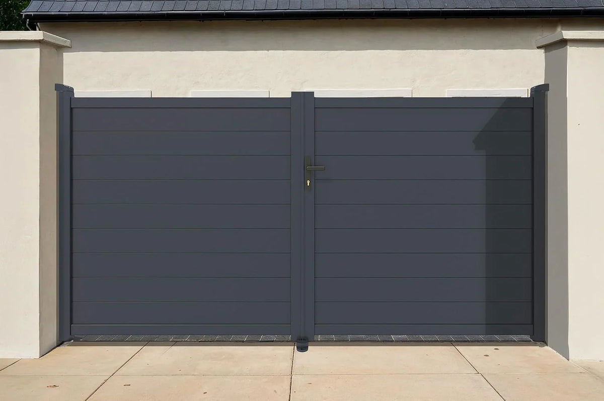 Casanoov Aluminium Folding Driveway Gate 4m x 160cm Grey - KIT-000024