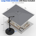 HOMSHADE Cantilever Patio Umbrella, 9x12FT, Grey, Aluminum, 360 Degree Rotation, 6 Tilts
