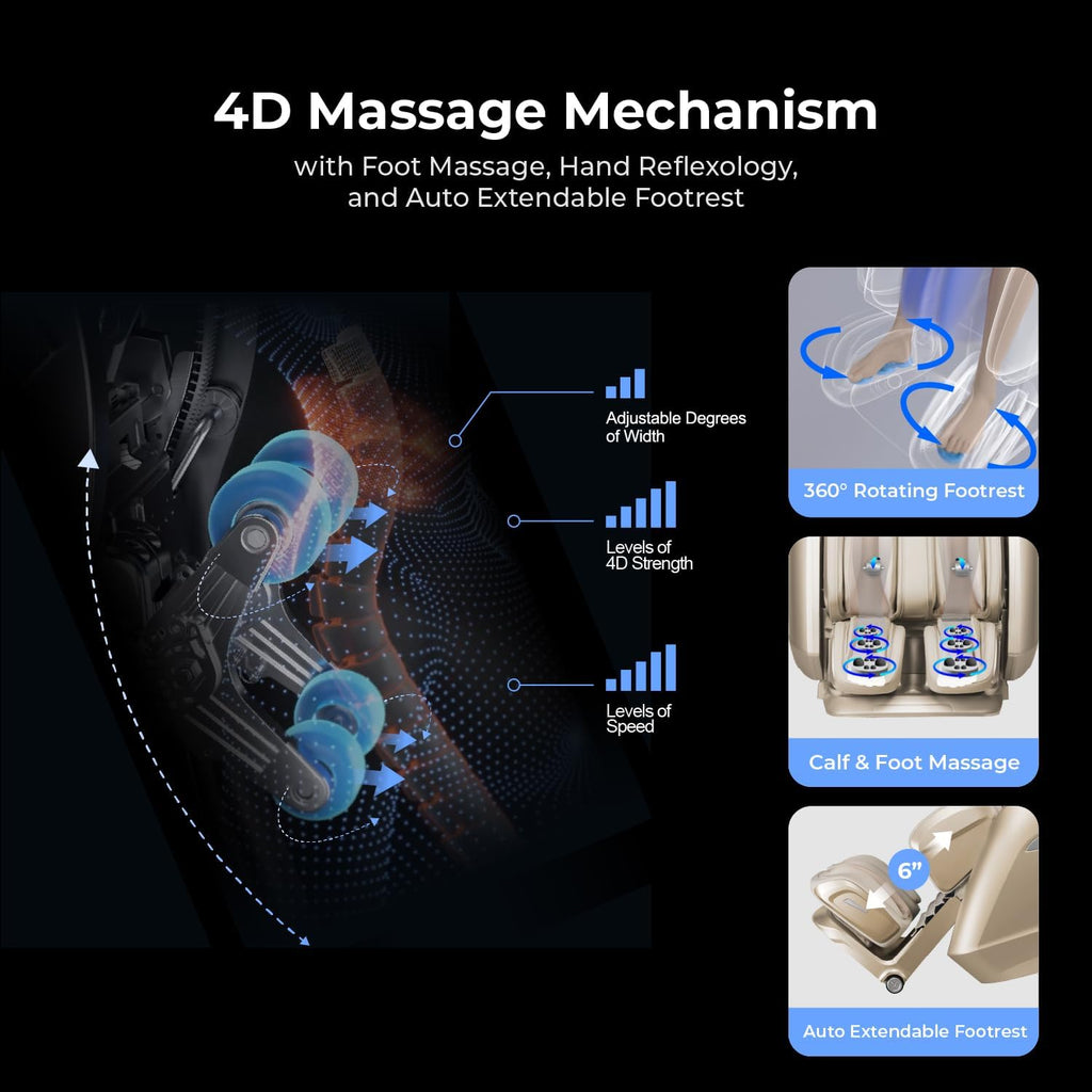 Osaki Full Body Massage Chair With 360 Rotating Footrest, Brown - 4D Achilles
