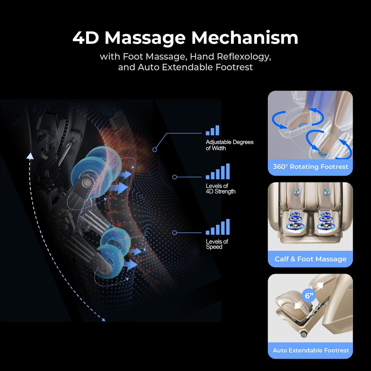 Osaki Full Body Massage Chair With 360 Rotating Footrest, Brown - 4D Achilles