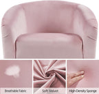 Velvet Accent Barrel Chair With Armrest And Low Back, Pink - 28x26x29in