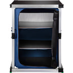 Camping Kitchen Station Aluminum Folding Cook Table, 24.81 x 3.94 x 20.87 Inches, 3-Tier Storage - Blue