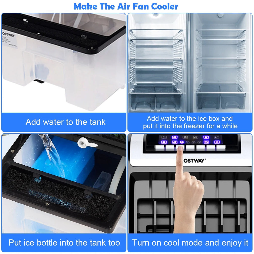 Costway Portable Evaporative Air Cooler Fan With Remote Control - 6.5L, White + Black