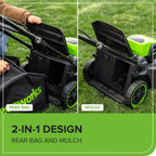 Greenworks 60V 17 inch Brushless Push Lawn Mower And 13 inch String Trimmer Combo With 4.0Ah Battery And 3A Charger