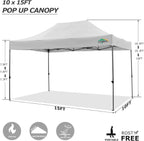 COBIZI Pop-Up Canopy Tent 10x15ft With 4 Sidewalls, White