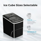 Countertop Portable Ice Maker, Self-Cleaning, 9 Pellet Ice Ready In 6 Mins, 26lbs 24Hrs - Black