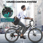 Electric Bicycle for Adults 500W 26-Inch with Cruise Control