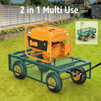 Vibemo Steel Garden Cart 2-in-1, 1400 lbs, 13 in Pneumatic Tires, Black - VB-GC02