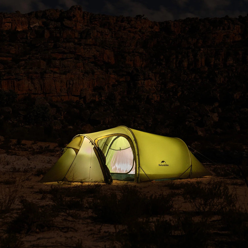Naturehike Baluosi UL Ultralight Tunnel Hiking Tent, 15D, 2/3 Person, Olive Green - CNK2450WS036