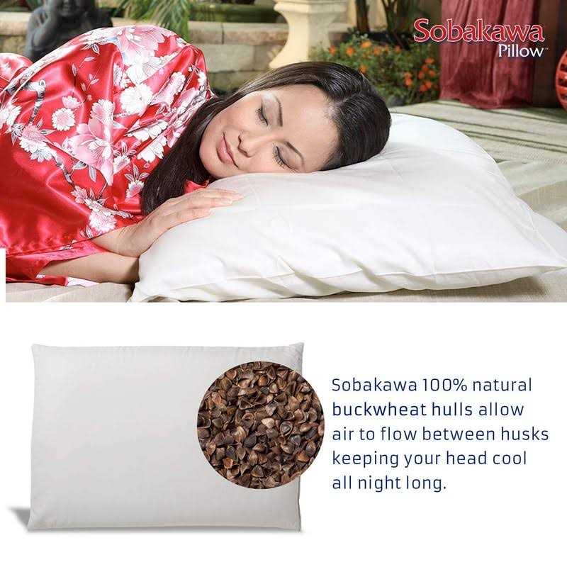 Sobakawa Traditional Buckwheat Hull Pillow, Organic Cotton, 19 x 29 x 3.5 in