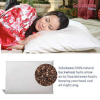 Sobakawa Traditional Buckwheat Hull Pillow, Organic Cotton, 19 x 29 x 3.5 in
