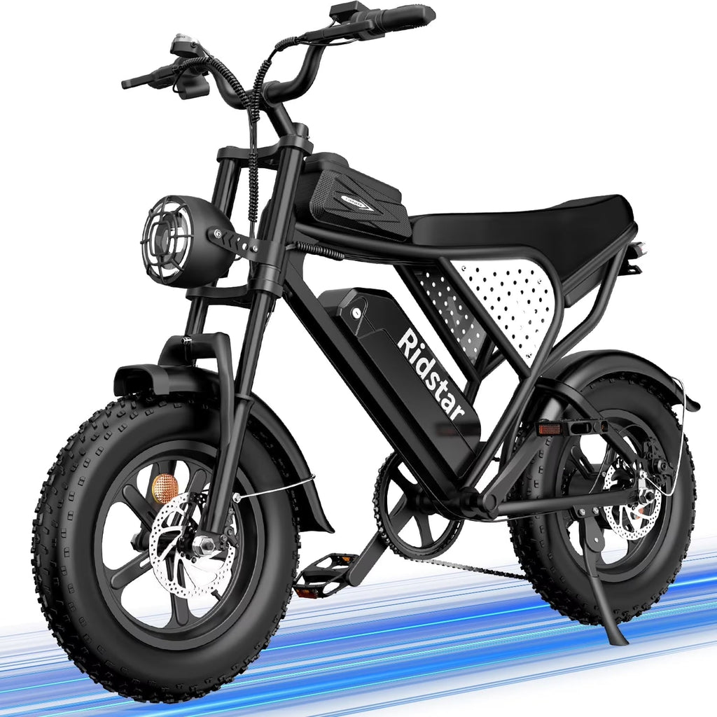 1500W Electric Mountain Bike 48V 20Ah, 20 inch Fat Tires, Shimano 7-Speed, Full Suspension - q20-1500w