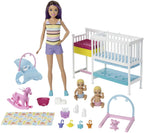 Barbie Skipper Babysitters Inc. Nap n Nurture Nursery Playset With Brunette Doll, Baby And Accessories