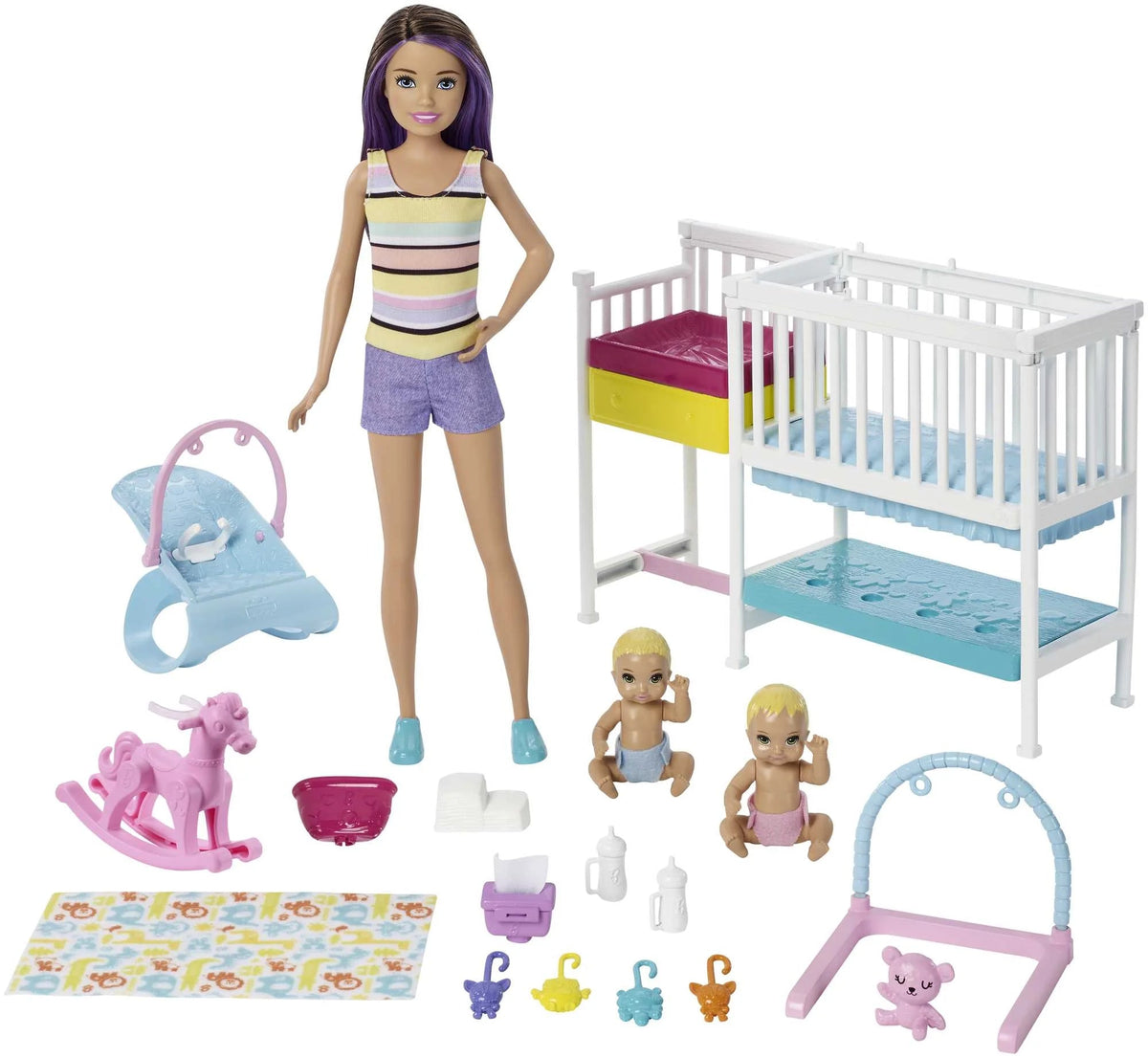 Barbie Skipper Babysitters Inc. Nap n Nurture Nursery Playset With Brunette Doll, Baby And Accessories