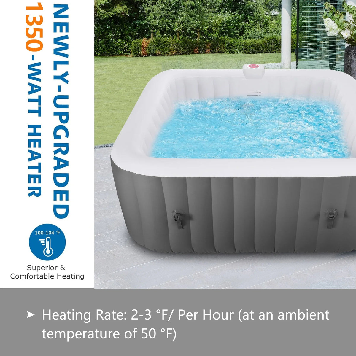 SEGMART Inflatable Hot Tub Spa, 73 inch, 4-6 Person, 130 Jets, 240 Gallon Capacity