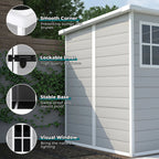 Seizeen Resin Outdoor Storage Shed With Floor, Light Gray, 82 in H