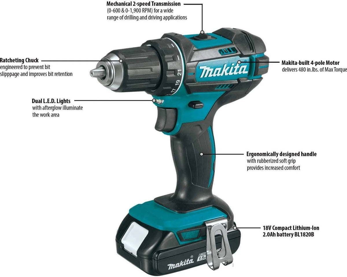 Makita 18V LXT Lithium-Ion 2-Piece Cordless Combo Kit With 1.5 Ah Batteries - CT225SYX