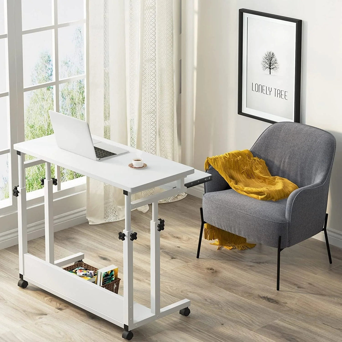 Height-Adjustable Portable Laptop Desk With Keyboard Tray, 43.3in H x 31.5in L x 17in D