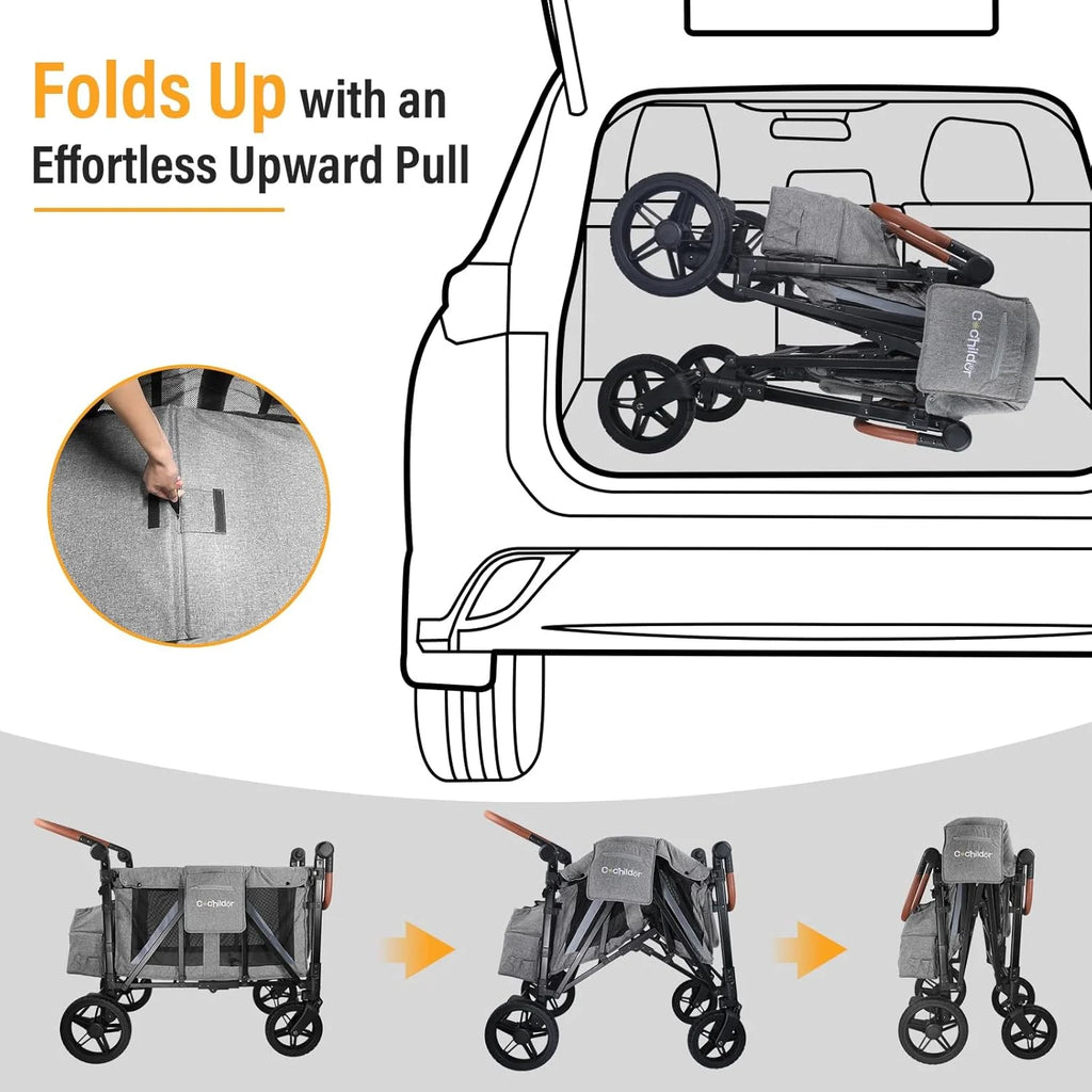 Cochildor 4 Seater All-Terrain Wagon Stroller, 300 lb Capacity, Light Grey - ST4N