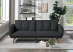 Dcenta Convertible Sofa Bed, Black Polyfiber, 1pc, Wooden Legs