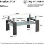 SEGMART Glass Coffee Table With Lower Shelf, 39.4 x 24 x 17.7 in - L5509