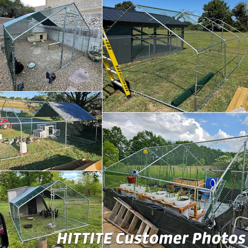 HITTITE Large Metal Chicken Coop With Run 19.19 x 9.84 x 6.56 ft - Walk-In Poultry Cage