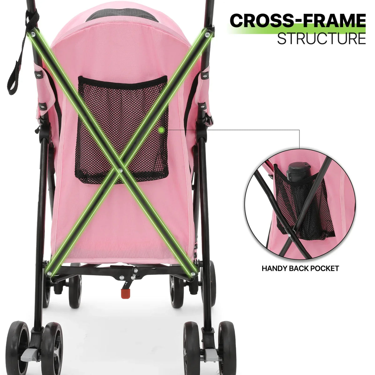 Magshion 4 Wheel Foldable Pet Stroller for Small Medium Dogs, Pink, 22 lbs