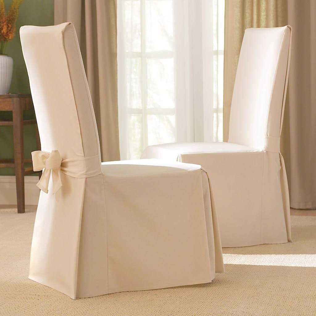Sure Fit Cotton Duck Dining Chair Slipcover, Natural, 24 in L x 24 in W x 42 in H - SF15395