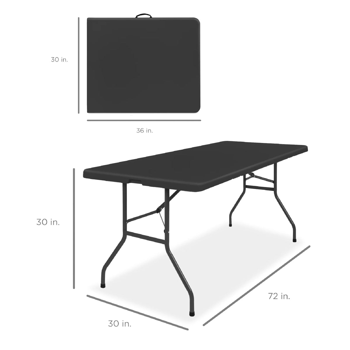 Best Choice Products 6ft Plastic Folding Table, 72in x 30in x 30in, White