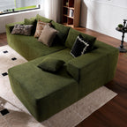 ovios 104in L-Shape Sectional Sofa With Chaise, Grey Plush Corduroy Fabric