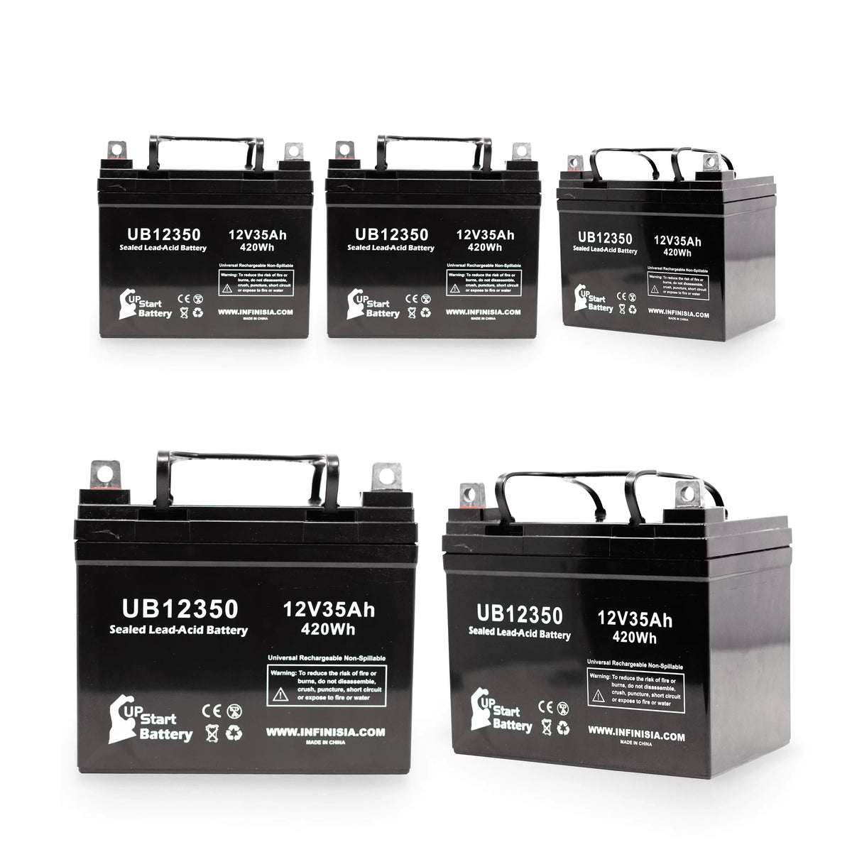 UpStart Battery Sealed Lead Acid Replacement Battery for Imc Heartway Escape H - UB12350, 12V 35Ah 35000mAh L1 Terminal, 5 Pack