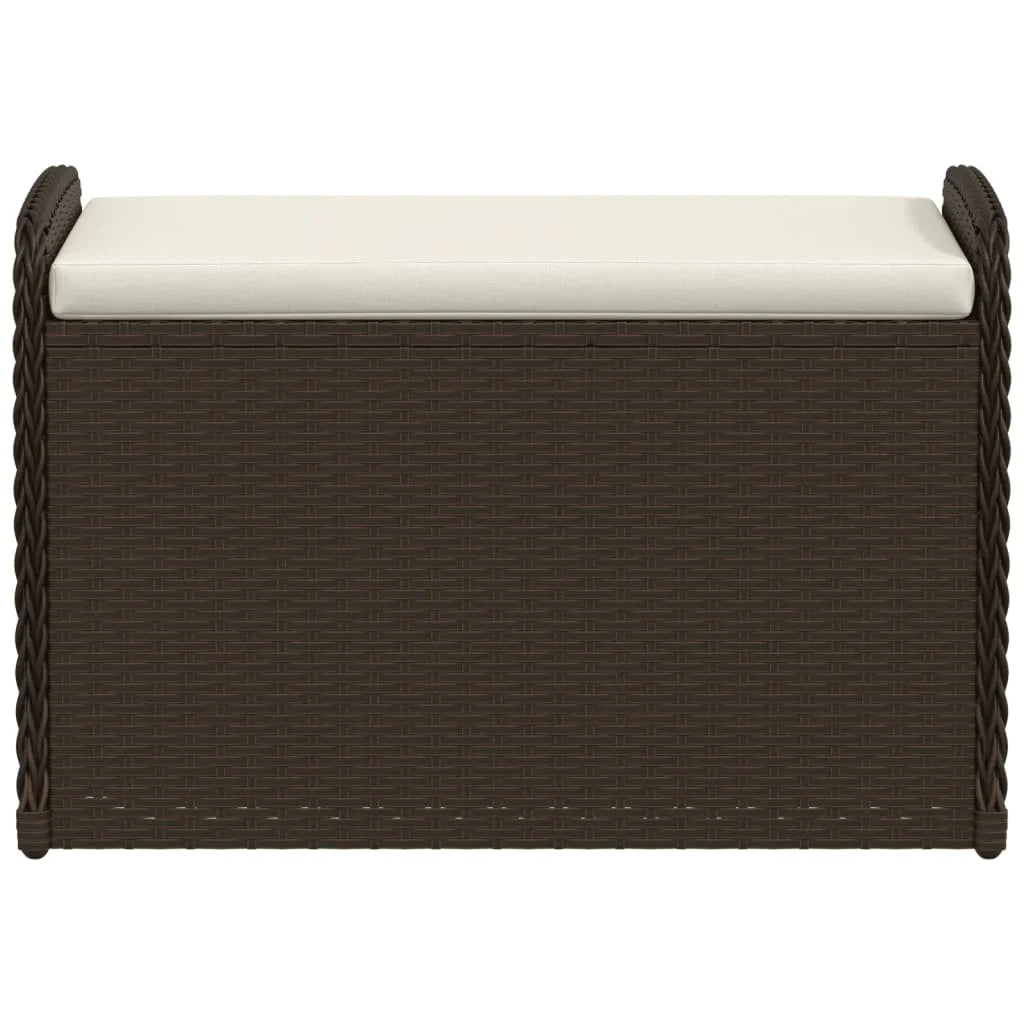 vidaXL Outdoor Poly Rattan Storage Bench With Cushion, Black, 45.3 x 20.1 x 20.5 in