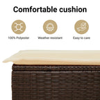 vidaXL Outdoor Poly Rattan Storage Bench With Cushion, Black, 45.3 x 20.1 x 20.5 in