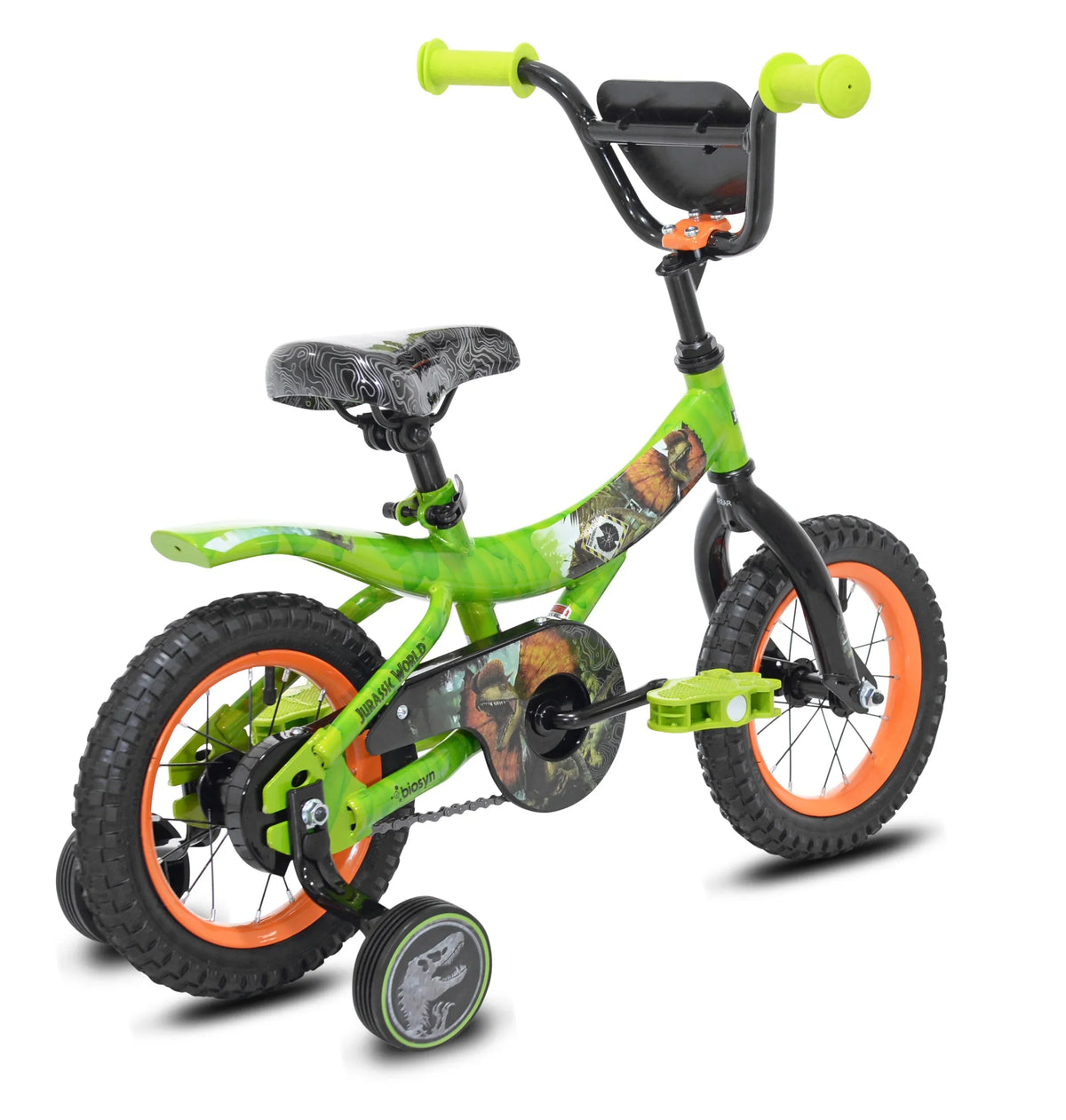 Jurassic World 12-inch Raptor Boys Bicycle With Training Wheels, Green And Orange