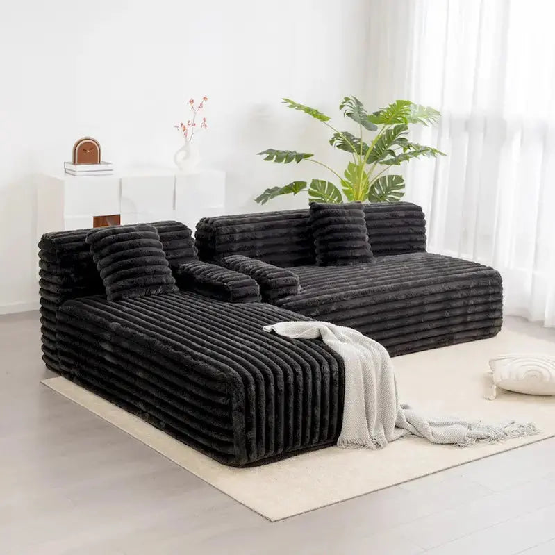 Cloud Modular Sectional Sofa L-Shaped Upholstered Couch With 2 Throw Pillows