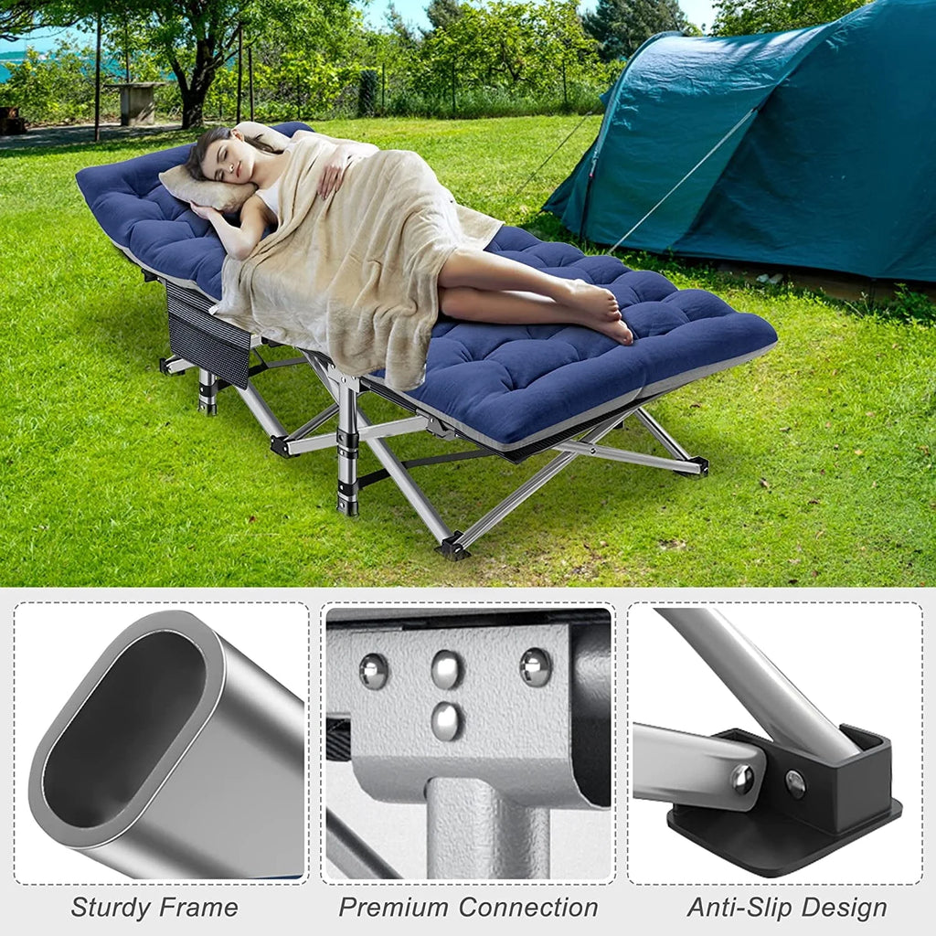 Slsy Folding Camping Cot 2 Pack, 75 x 28 x 14 in, 3.3 Inch 2-Sided Mattress - Carry Bag