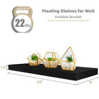 Floating Engineered Wood Wall Shelves, Set Of 3, 23.75 in x 9.25 in