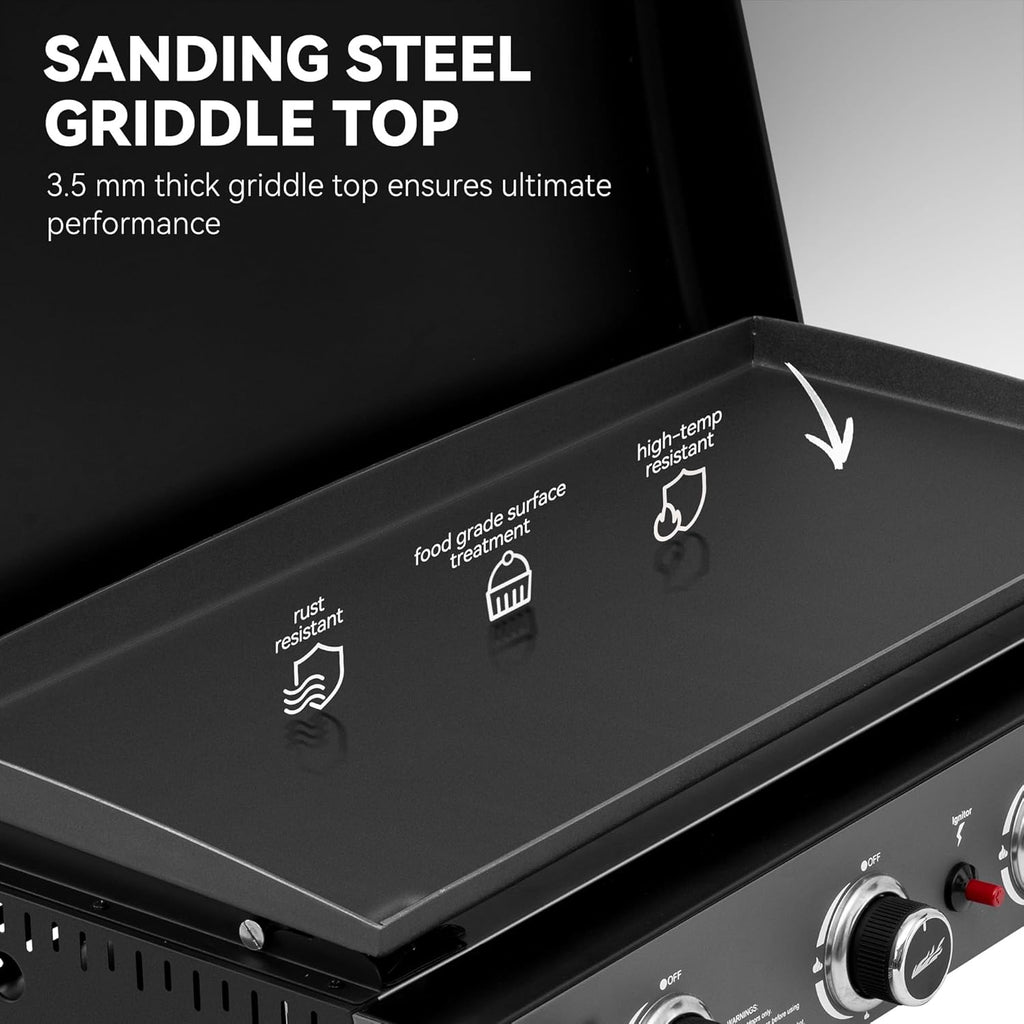 Royal Gourmet 30-Inch 4-Burner Propane Gas Griddle With Convertible Cart And Hood - PD4001