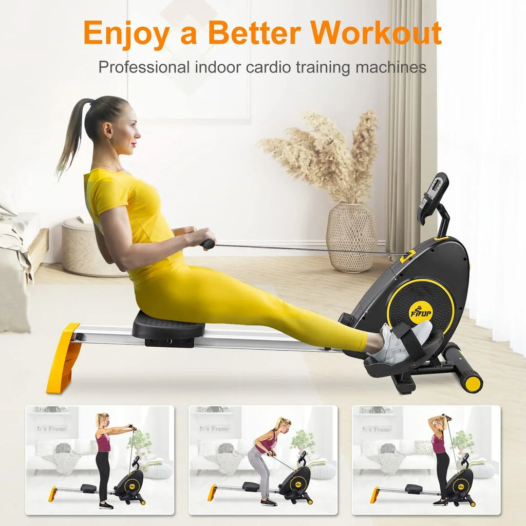 FISUP Magnetic Rowing Machine With 8 Level Adjustable Resistance, Black - RMF7