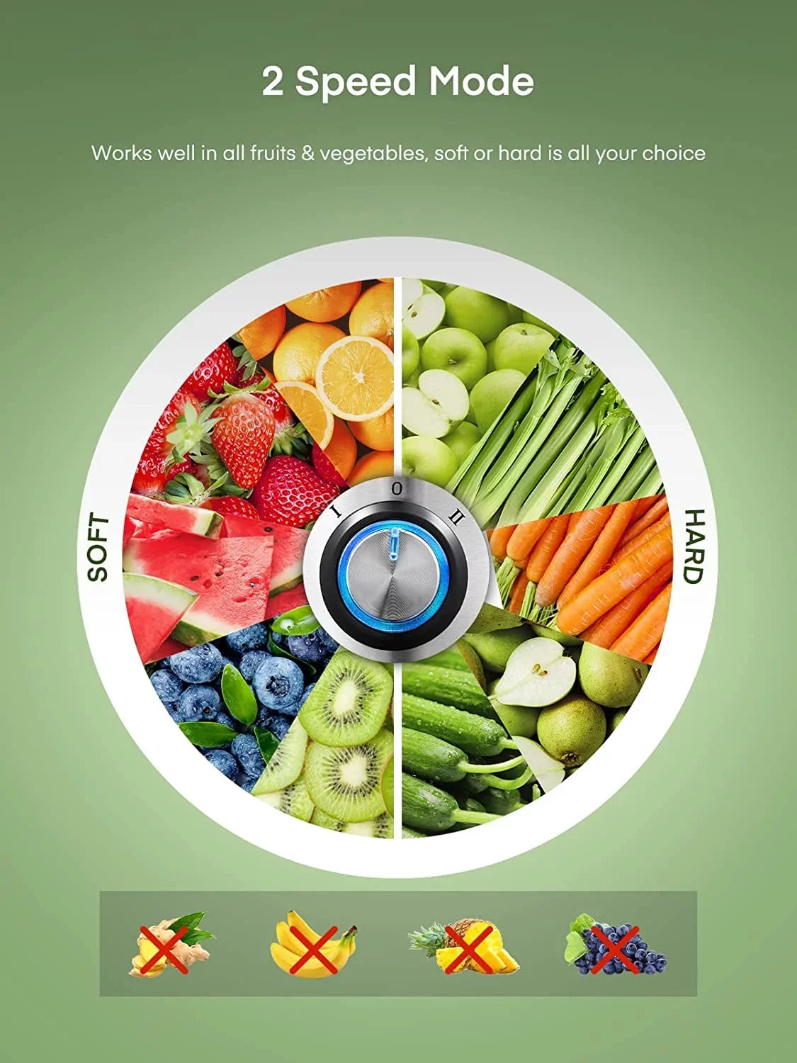 Juilist Centrifugal Juicer Machine, 800W, 3 Inch Feed Chute, Dual Speeds - Anti-Drip