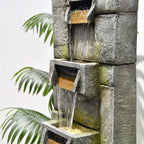 5-Tier Modern Cascading Indoor/Outdoor Fountain With LED Lights - Resin and Fiberglass