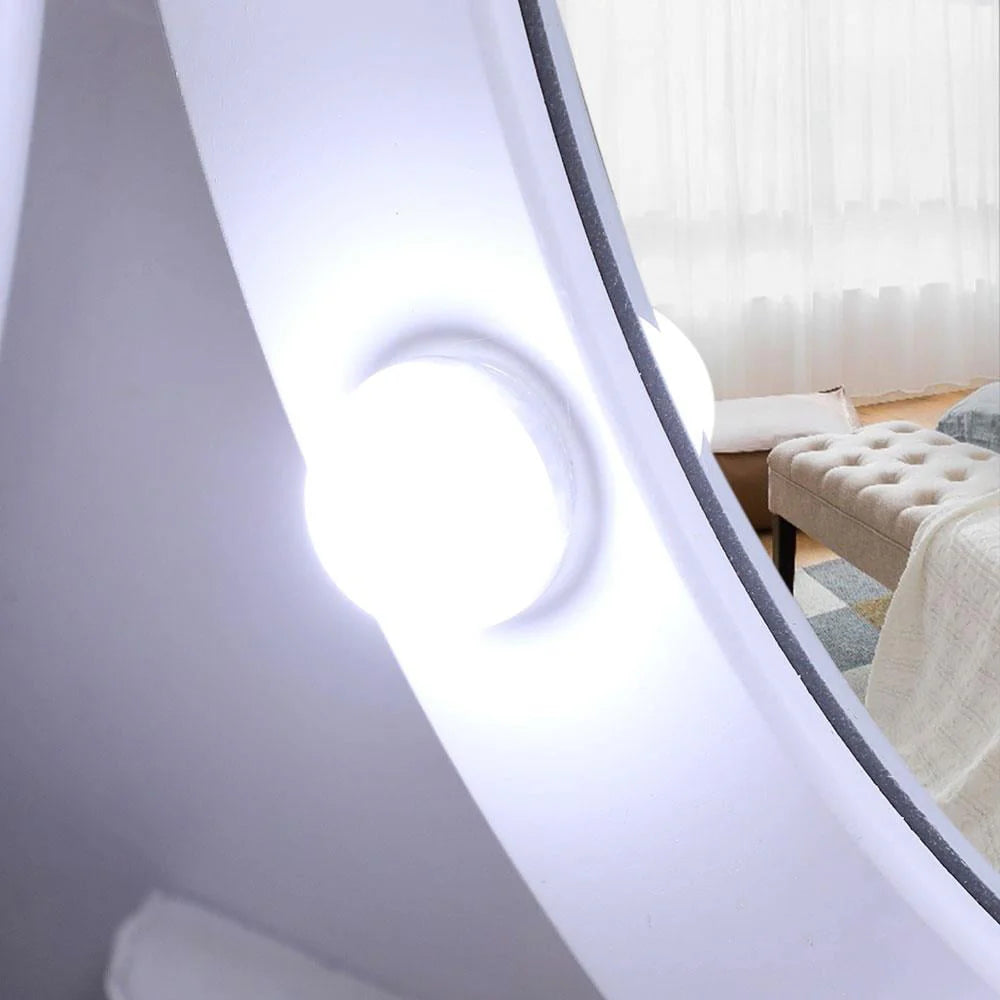 Ktaxon Vanity Table Set With 10 LED Lights, 5 Drawers, Cushioned Stool, White
