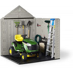 Rubbermaid Resin Outdoor Garden Storage Shed 7 x 7 ft, Sand - With Windows And Utility Hooks