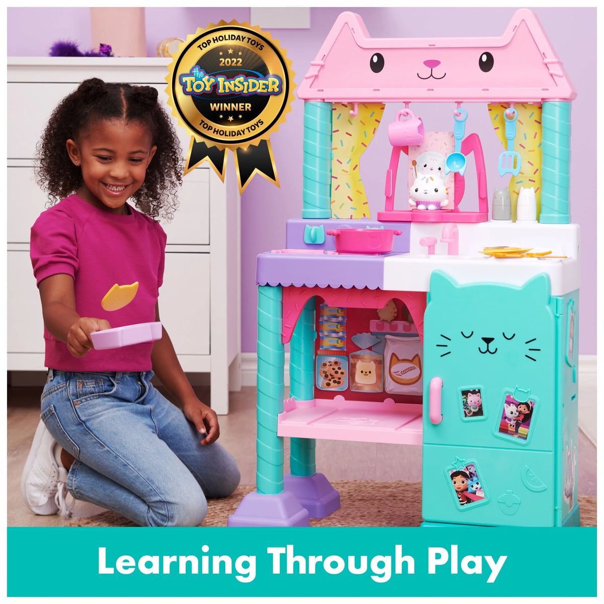 Gabby's Dollhouse Cakey Cat Kitchen Set For Kids, 3ft Tall With Sounds & Accessories