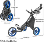 3-Wheel Foldable Golf Push Cart With Foot Brake - CaddyLite EZ V8