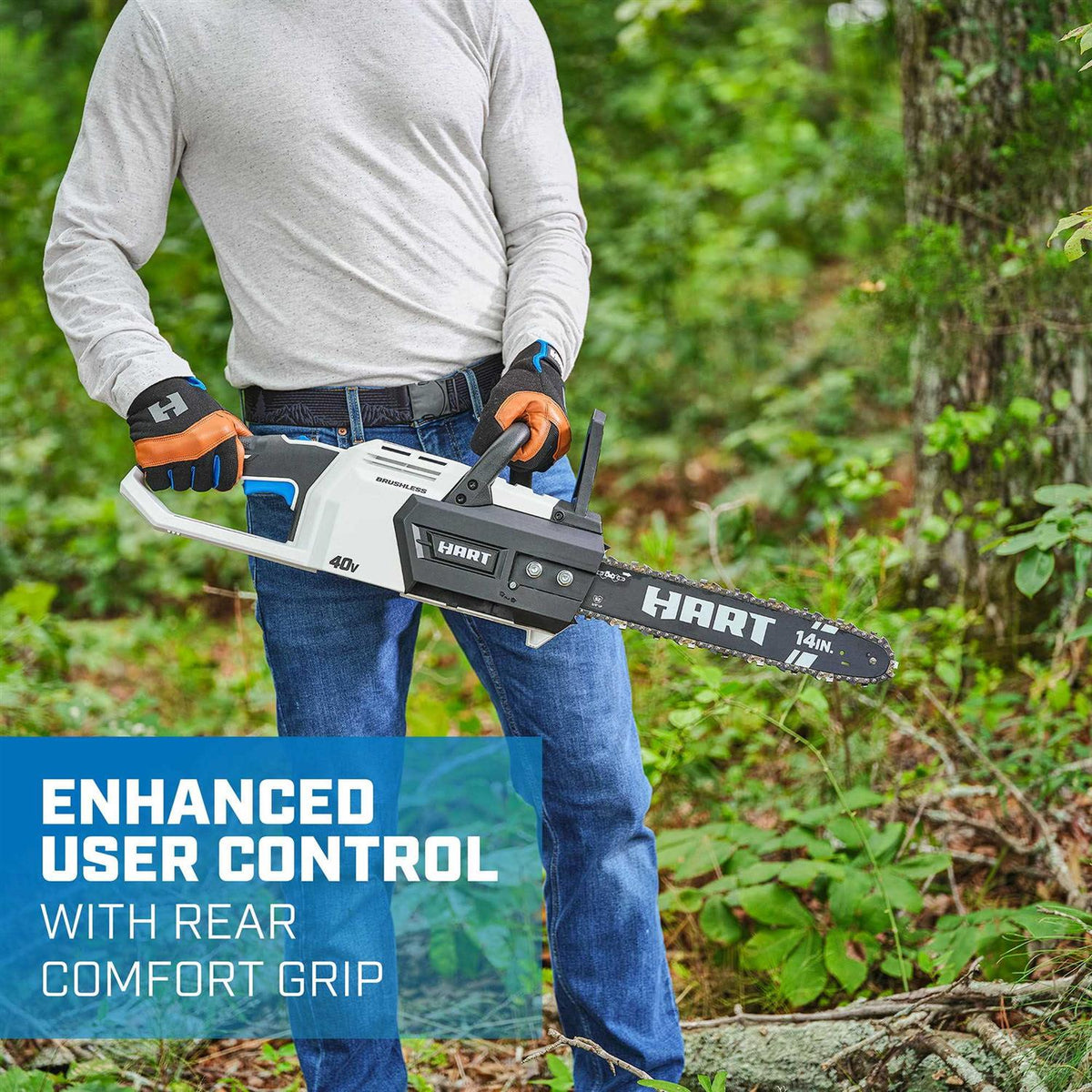 HART 40-Volt Cordless Brushless 14-Inch Chainsaw Kit With 4.0Ah Lithium-Ion Battery